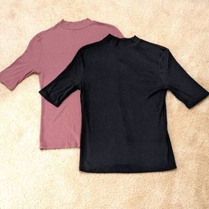 2 Mock Neck Shirt Sleeve Tops Bundle